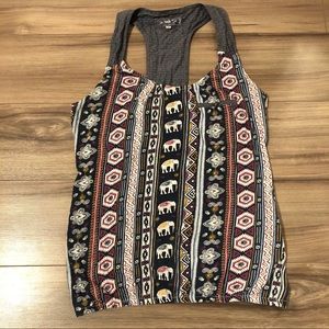 Elephant Pattern Organic Cotton Racerback Tank